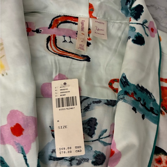 By Anthropologie Silky Patterned Pyjama Top & Bottom Set Cute Animal Print M NWT - Picture 6 of 10